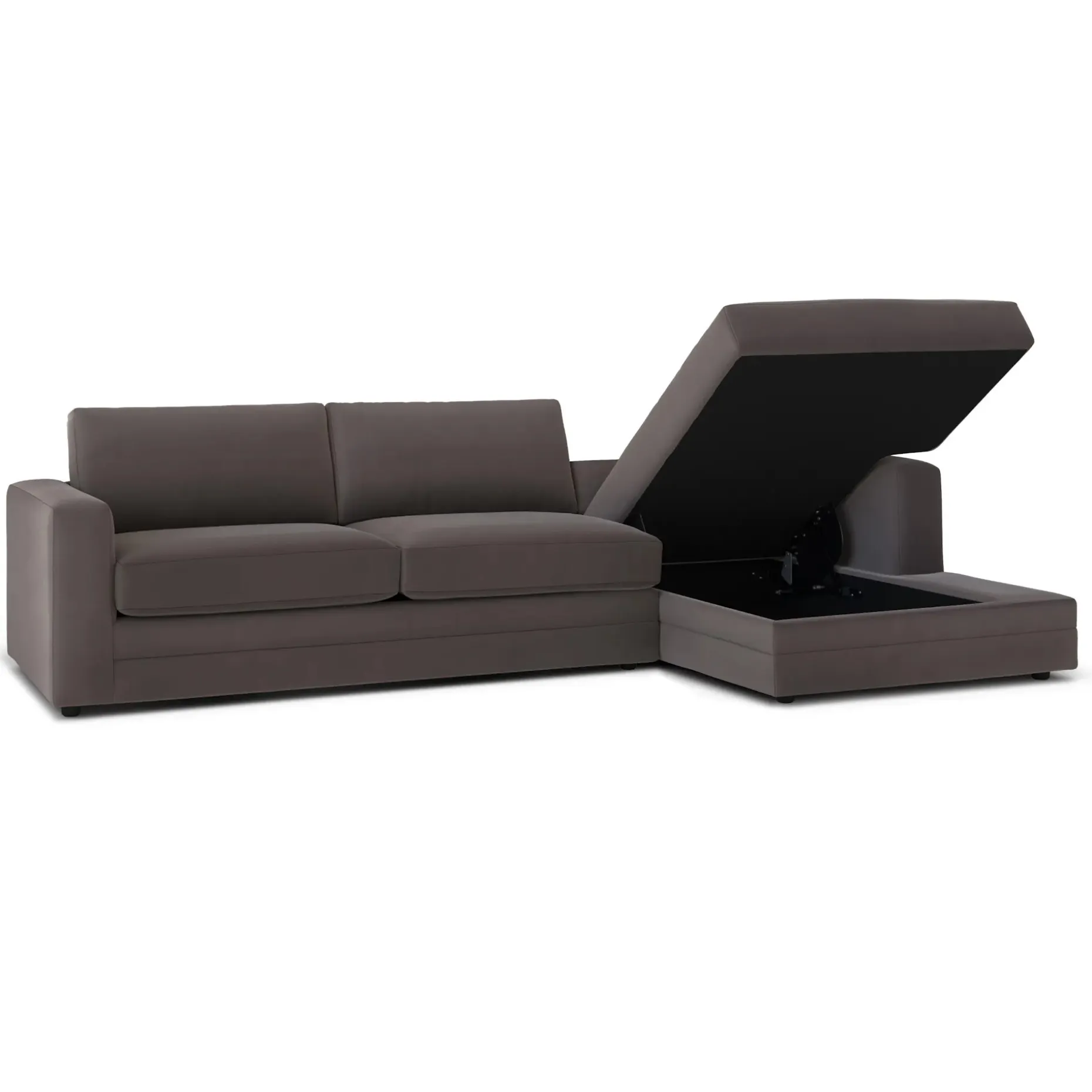 Riley 118" Velvet Right Storage Sleeper Sectional - Hale Warm Gray