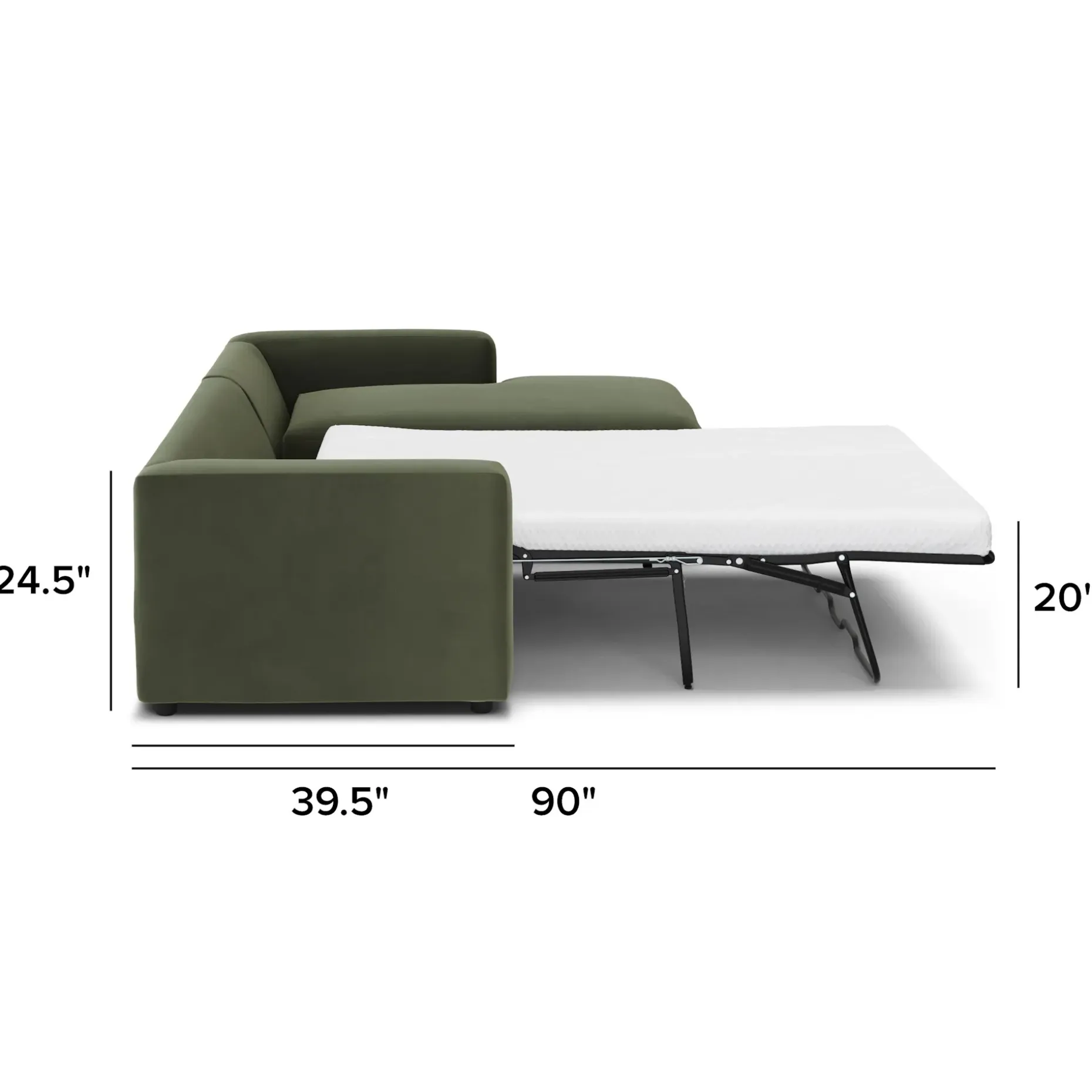 Riley 118" Velvet Right Storage Sleeper Sectional - Hale Fir Green