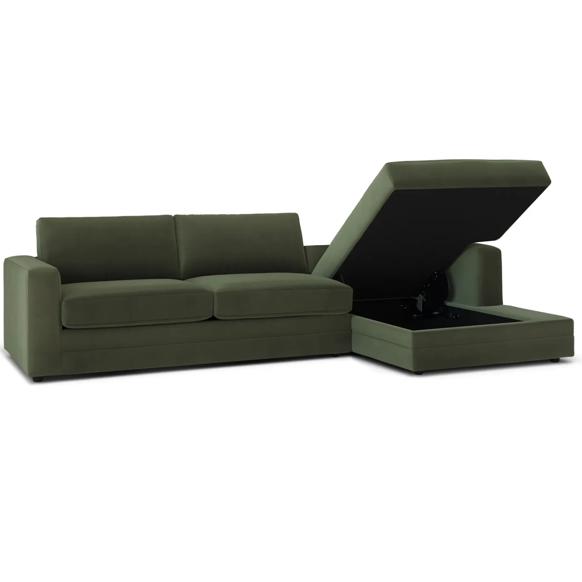 Riley 118" Velvet Right Storage Sleeper Sectional - Hale Fir Green