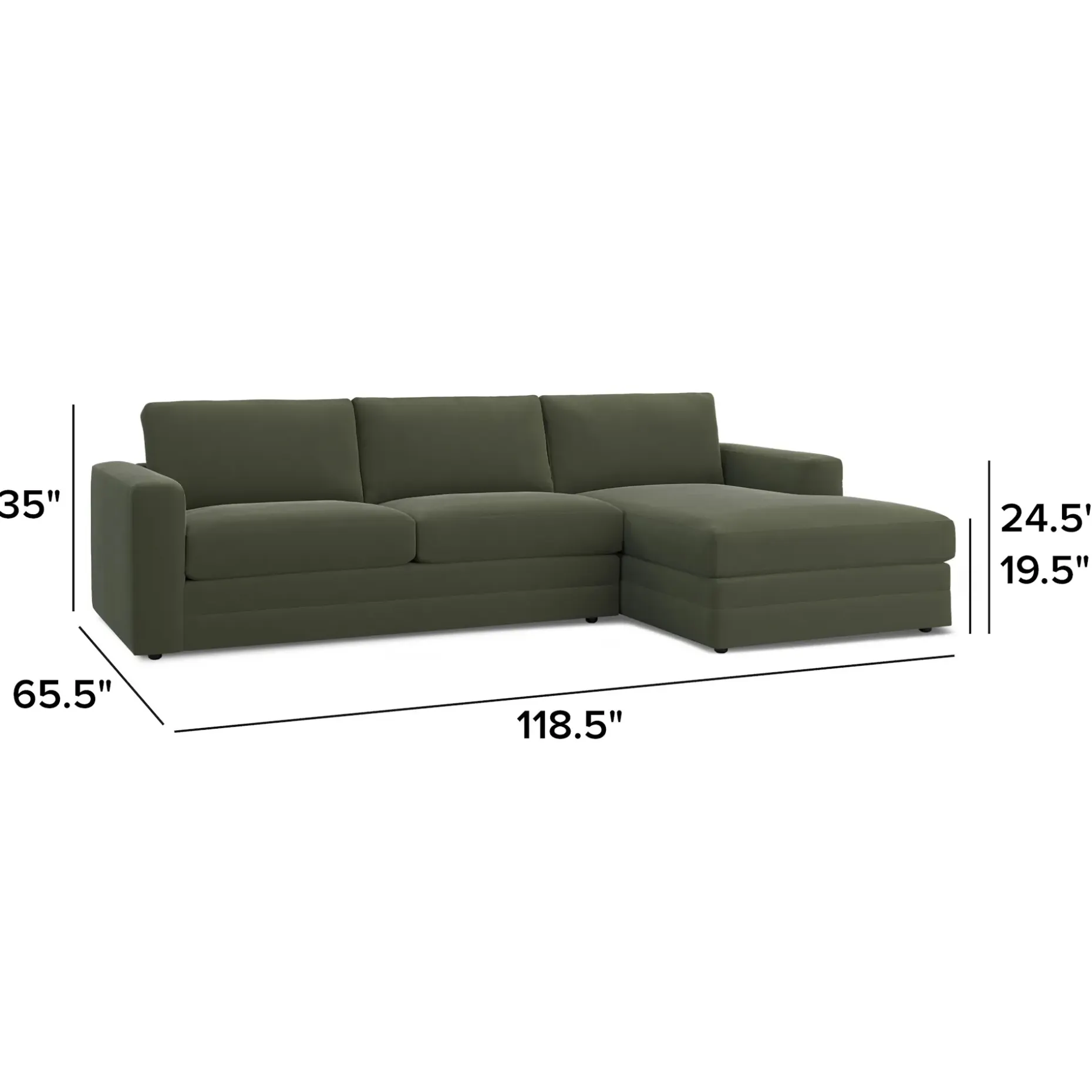 Riley 118" Velvet Right Storage Sleeper Sectional - Hale Fir Green