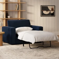 Riley 57.5" Velvet Sleeper Chair - Hale Ink