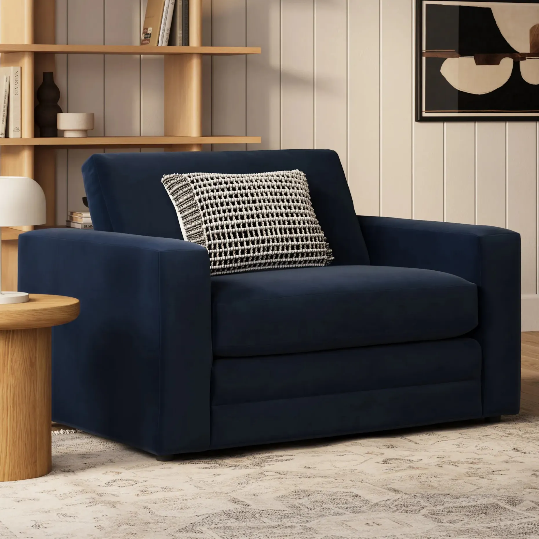 Riley 57.5" Velvet Sleeper Chair - Hale Ink