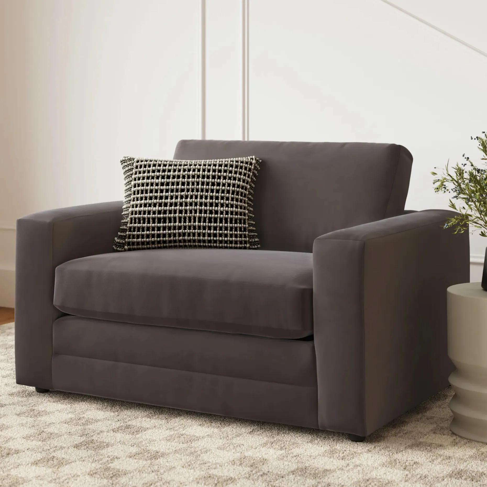 Riley 57.5" Velvet Sleeper Chair - Hale Warm Gray