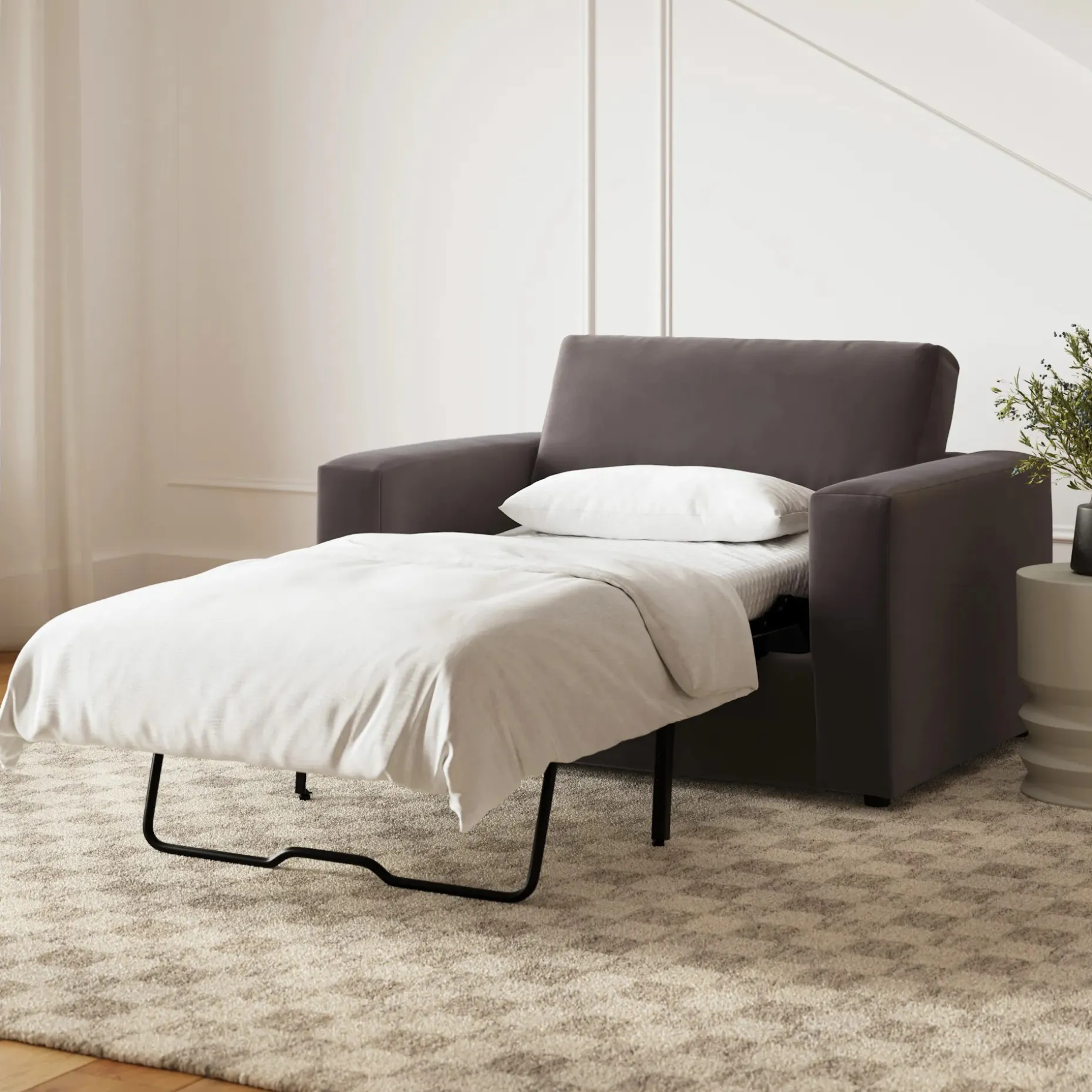 Riley 57.5" Velvet Sleeper Chair - Hale Warm Gray
