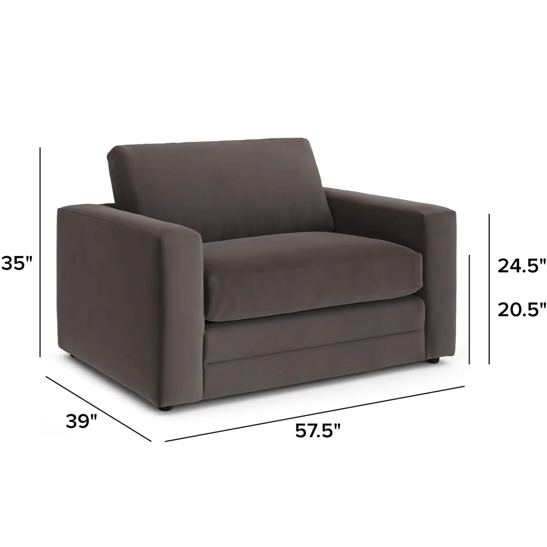 Riley 57.5" Velvet Sleeper Chair - Hale Warm Gray