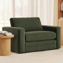 Riley 57.5" Velvet Sleeper Chair - Hale Fir Green