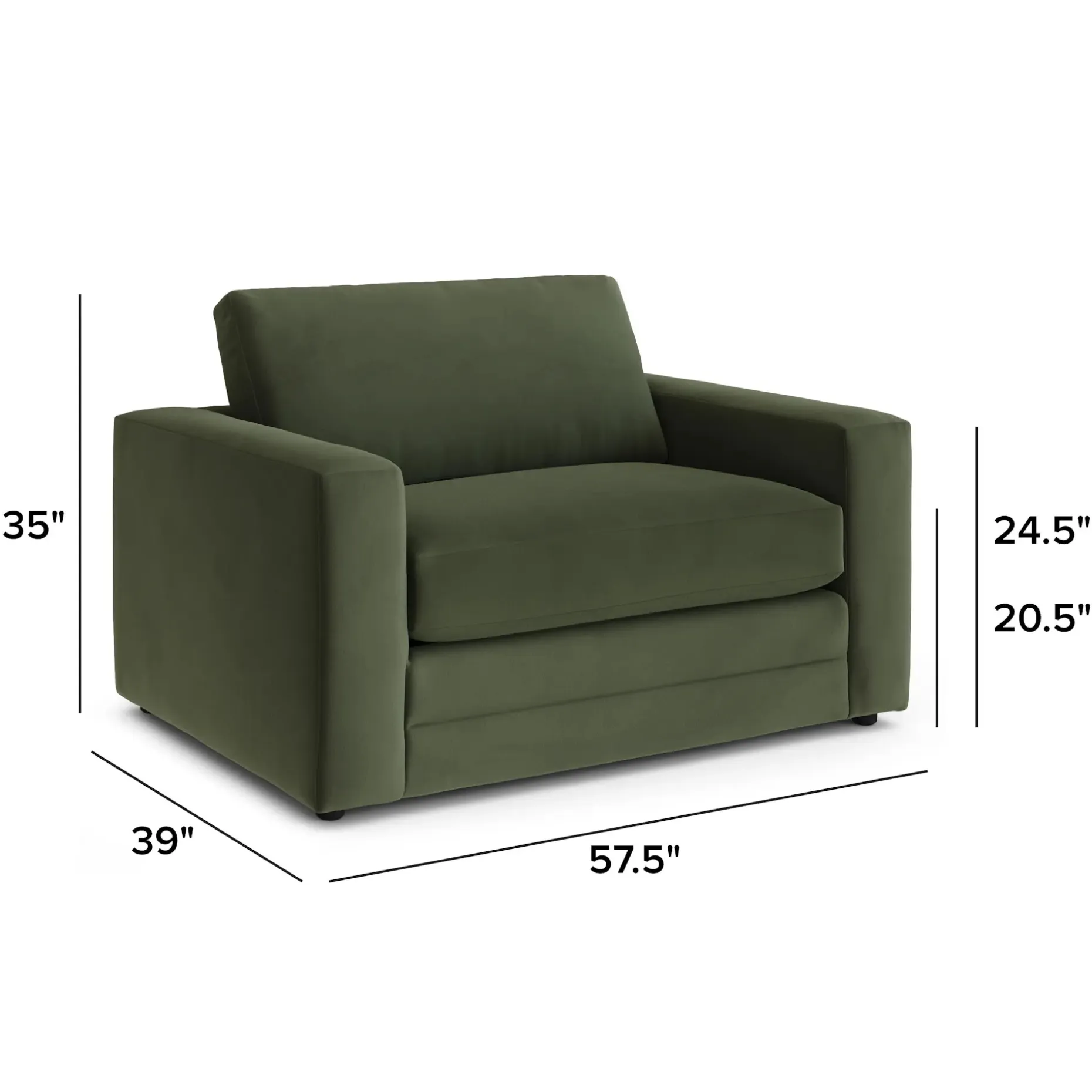 Riley 57.5" Velvet Sleeper Chair - Hale Fir Green