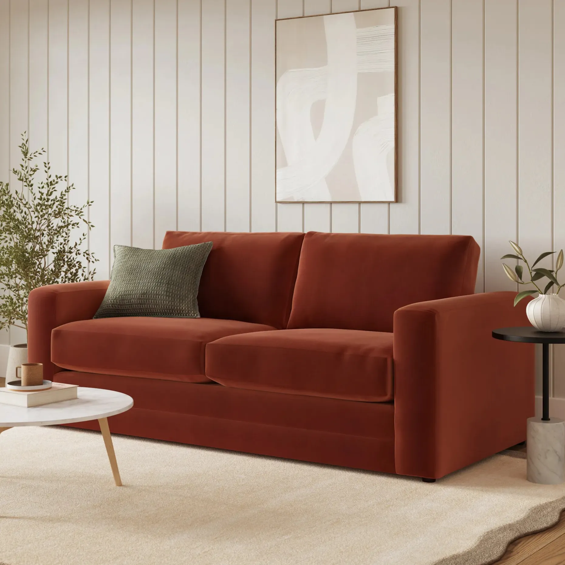 Riley 84" Velvet Sofa Bed - Hale Rust