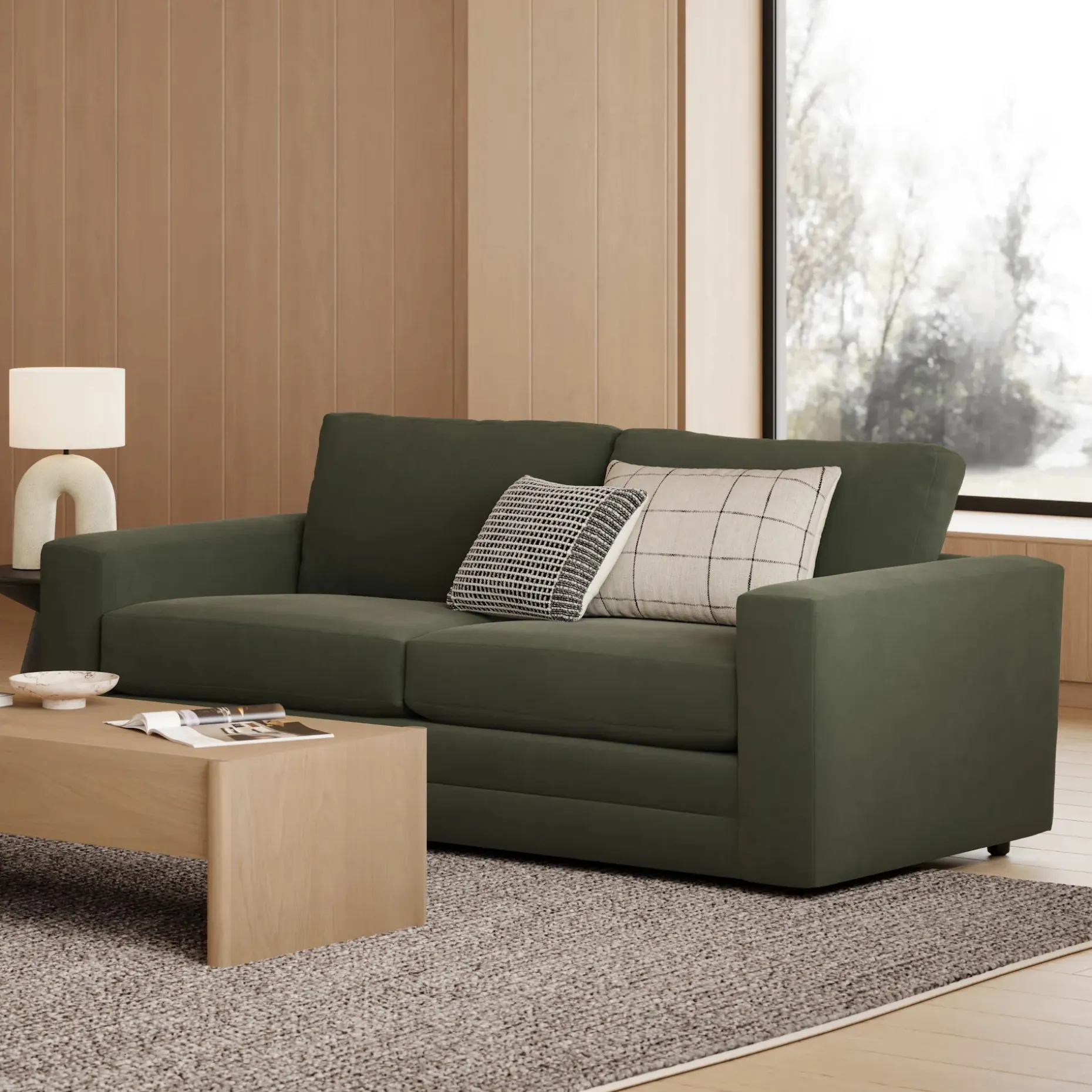Riley 84" Velvet Sofa - Hale Fir Green