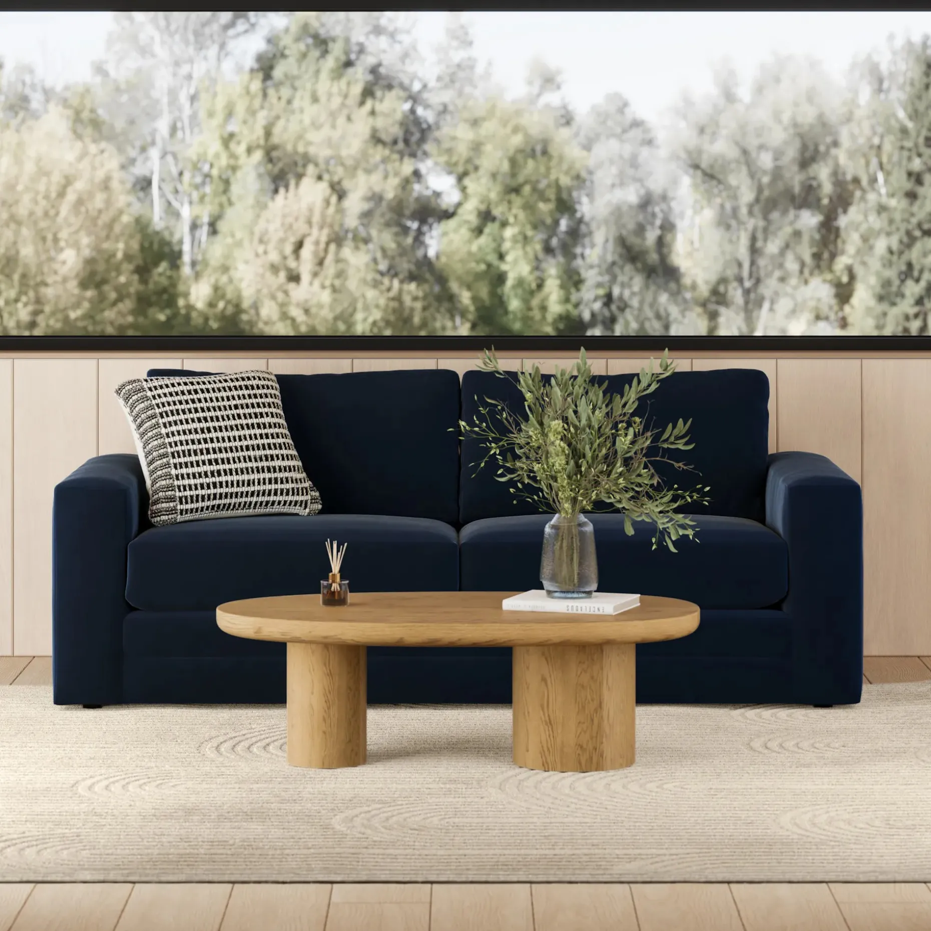 Riley 84" Velvet Sofa - Hale Ink