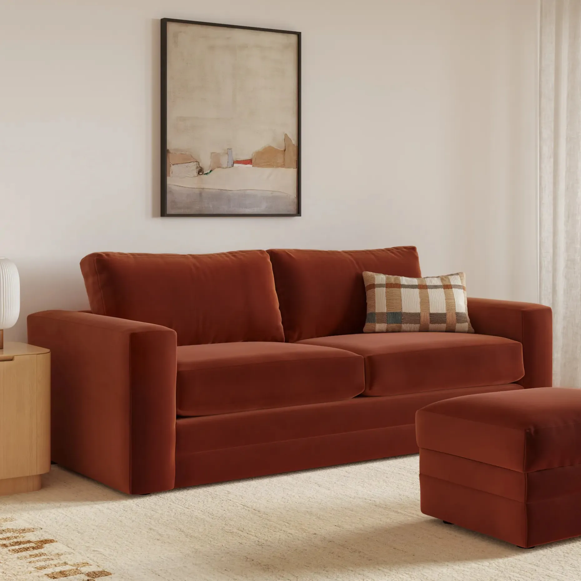 Riley 84" Velvet Sofa - Hale Rust