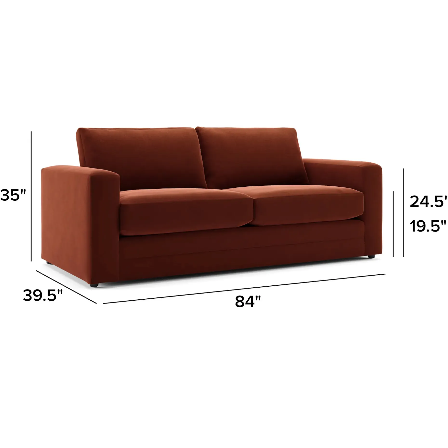 Riley 84" Velvet Sofa - Hale Rust