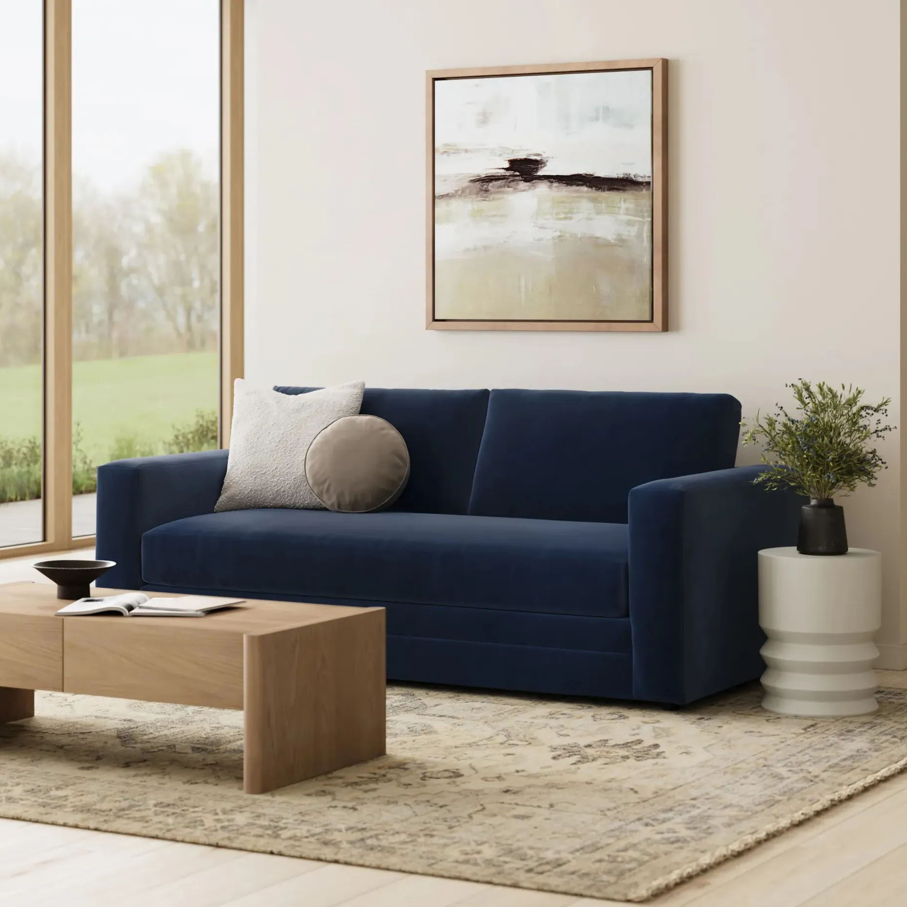 Riley 84" Velvet Storage Sofa - Hale Ink