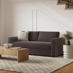 Riley 84" Velvet Storage Sofa - Hale Warm Gray