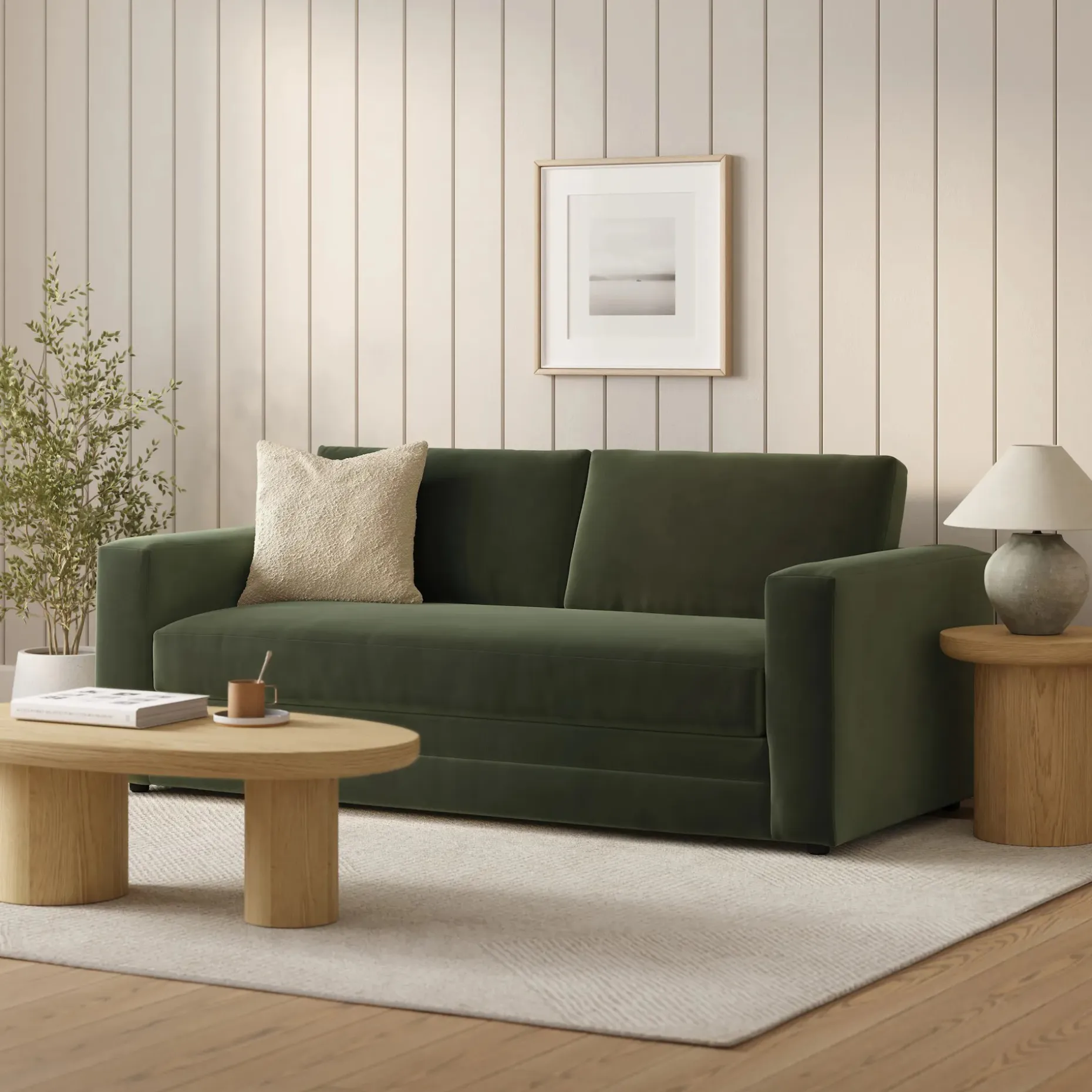 Riley 84" Velvet Storage Sofa - Hale Fir Green