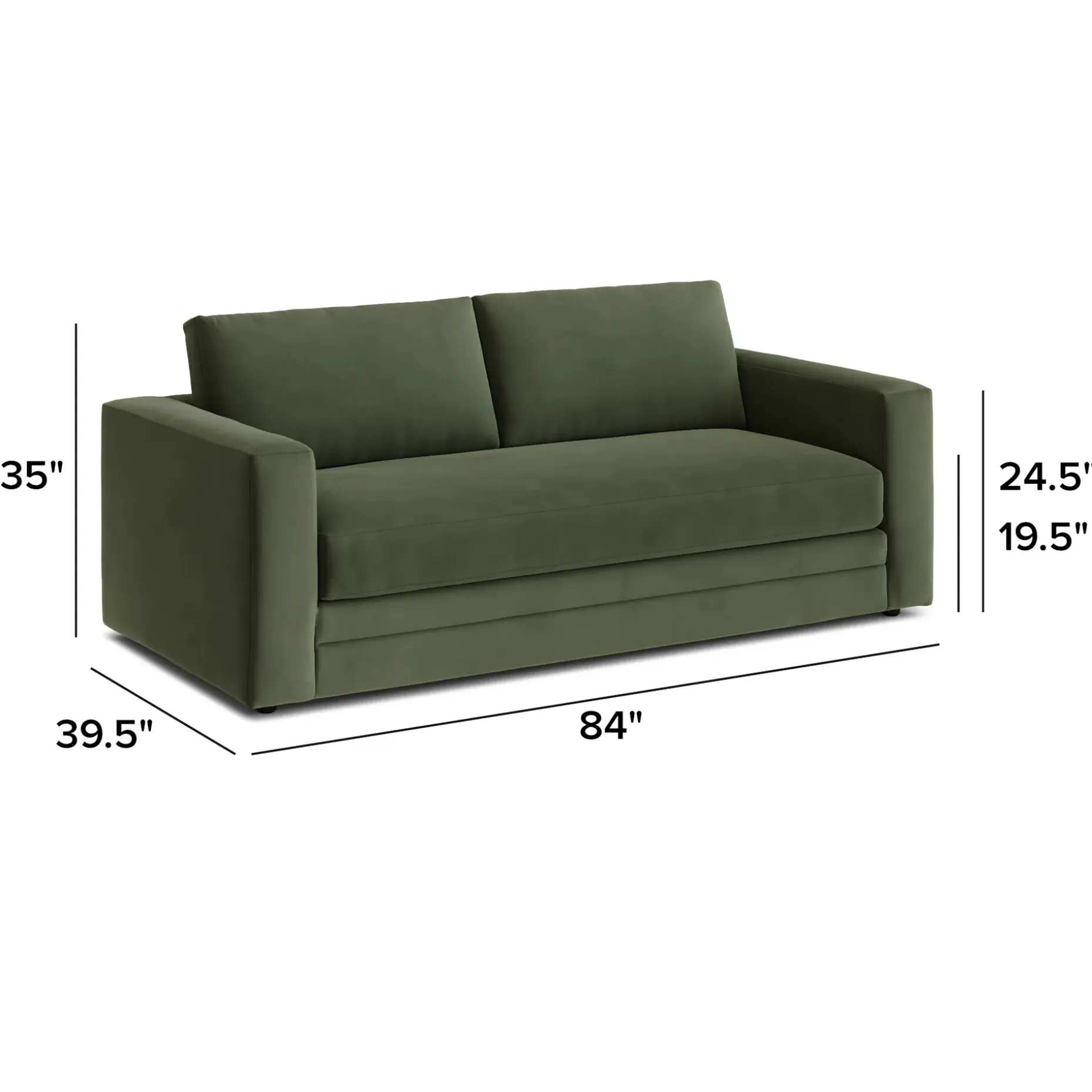 Riley 84" Velvet Storage Sofa - Hale Fir Green