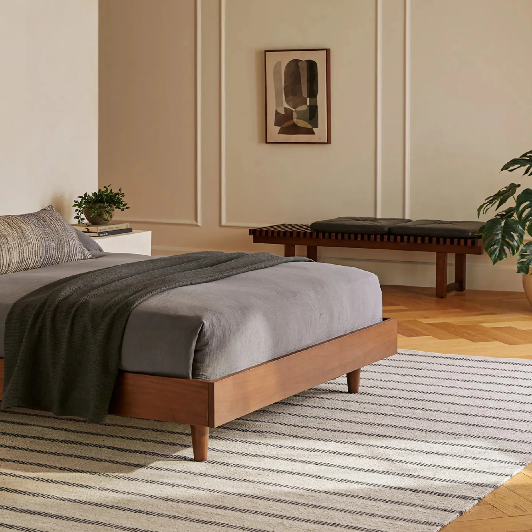 Ripa 59" Leather Bench - Oxford Black