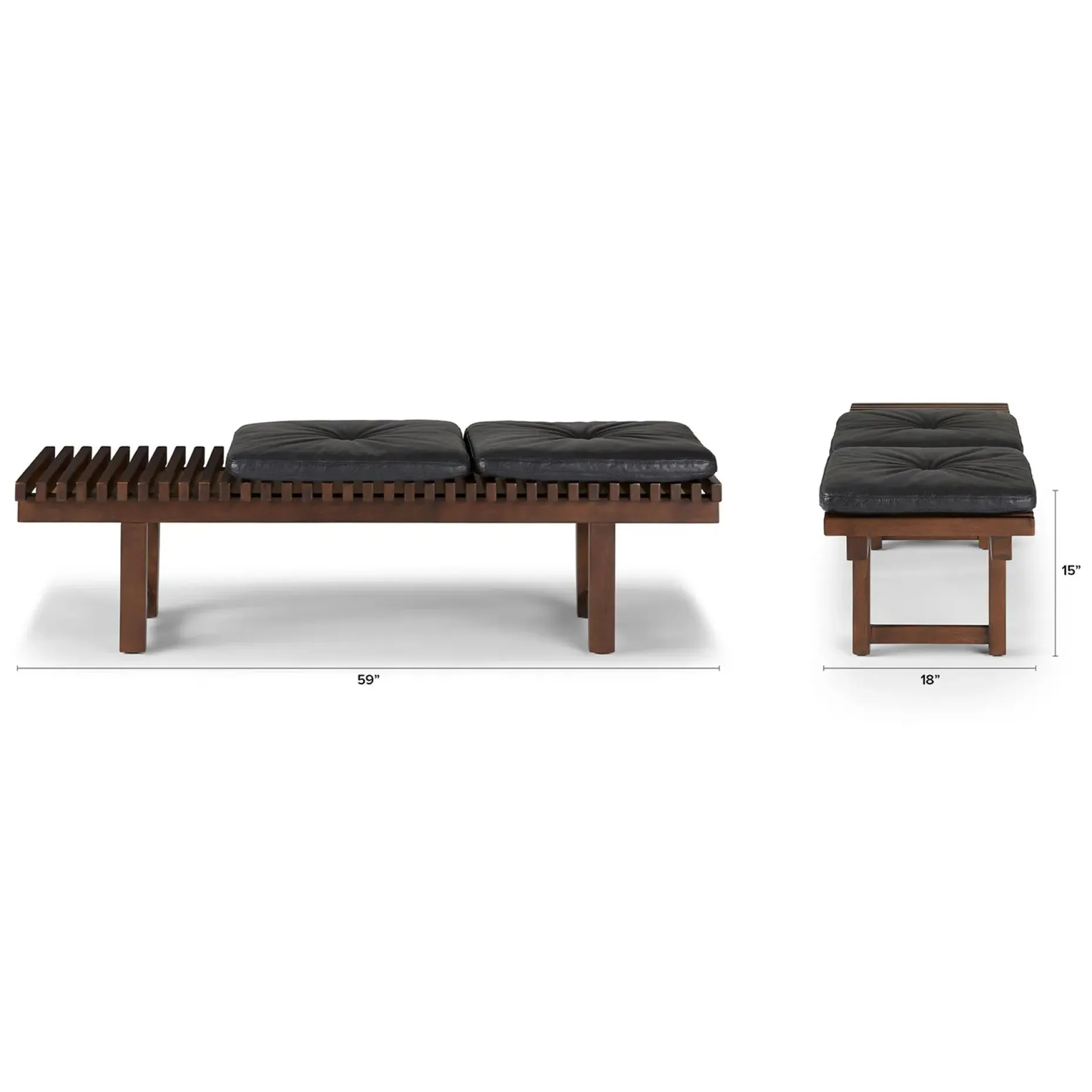 Ripa 59" Leather Bench - Oxford Black
