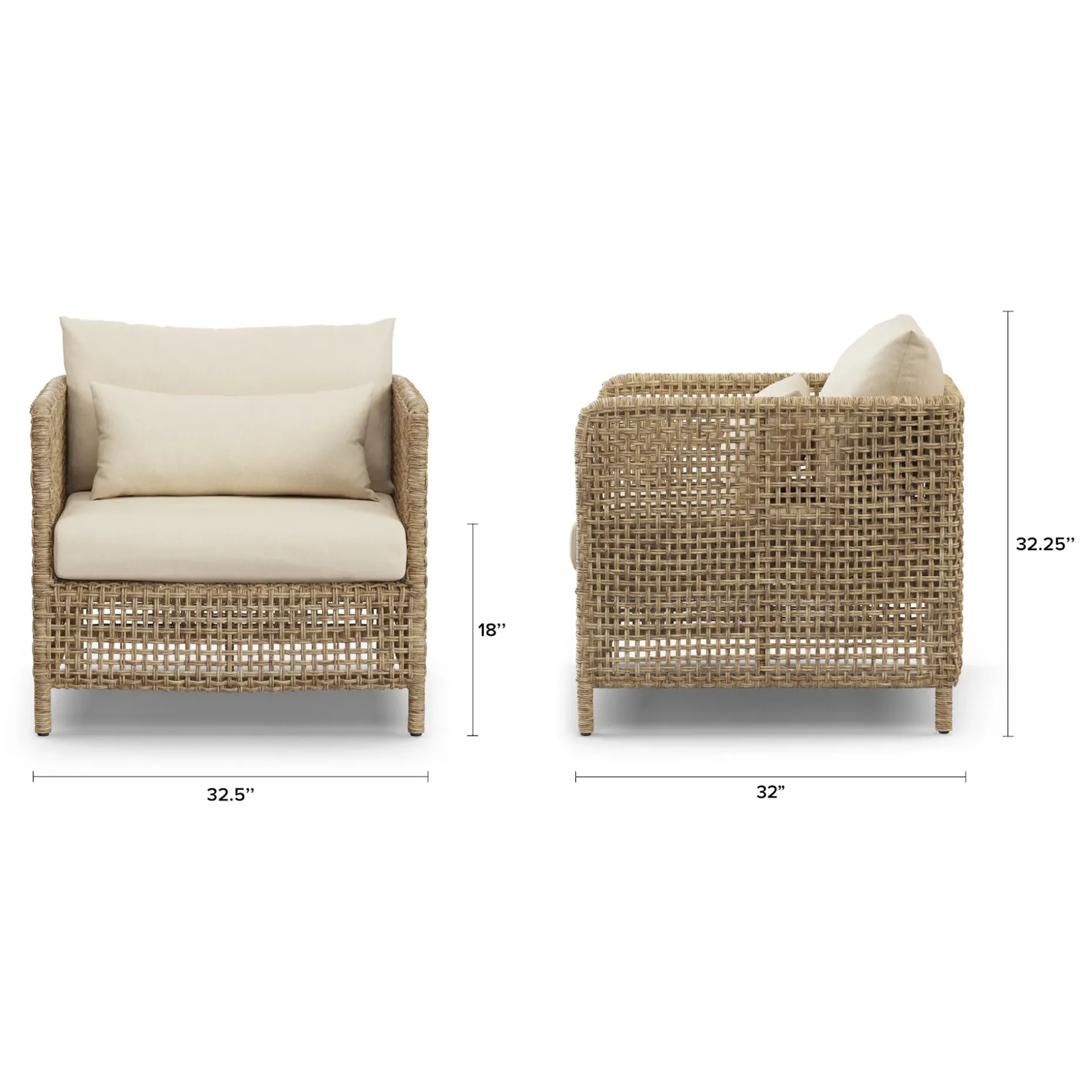 Robbi 32.5" Outdoor Lounge Chair - Dravite Ivory