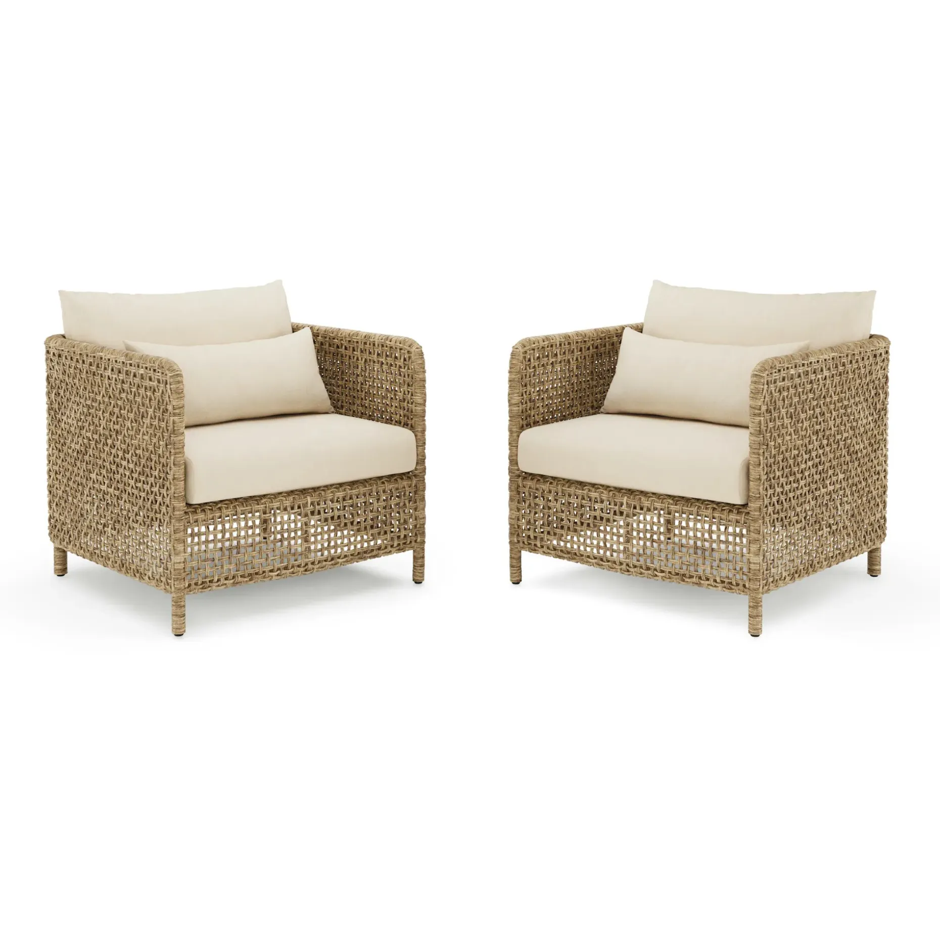 Robbi 32.5" Outdoor Lounge Chair Set - Dravite Ivory