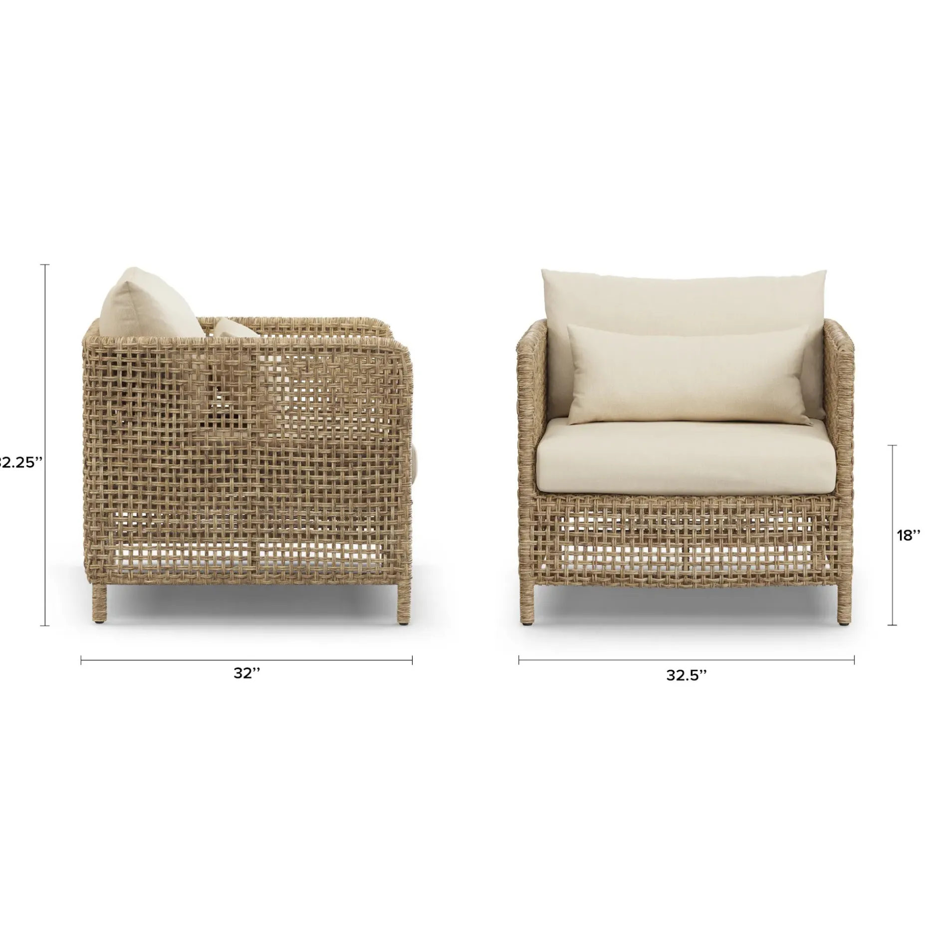 Robbi 32.5" Outdoor Lounge Chair Set - Dravite Ivory