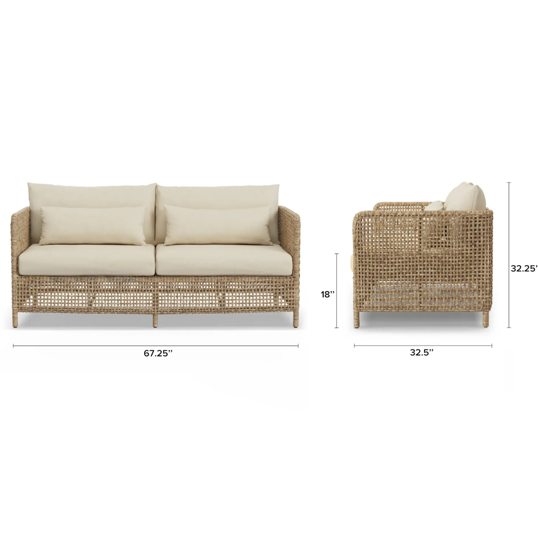 Robbi 67.25" Outdoor Loveseat - Dravite Ivory