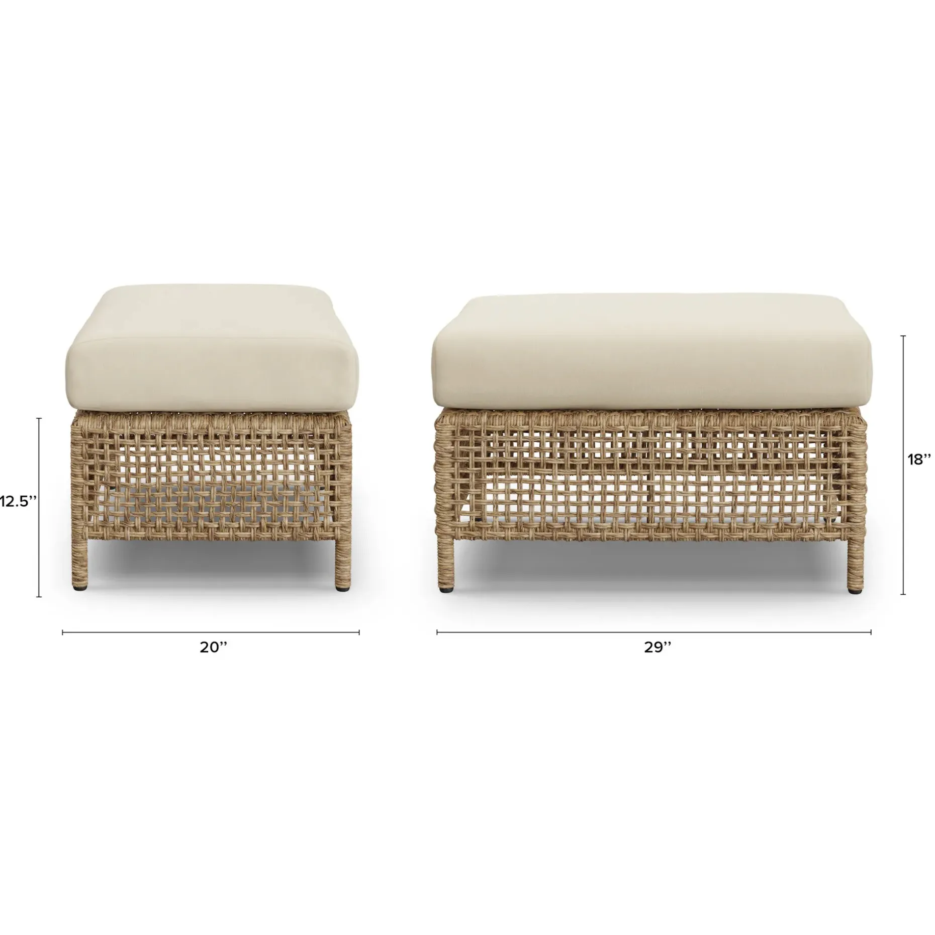 Robbi 29" Outdoor Ottoman - Dravite Ivory