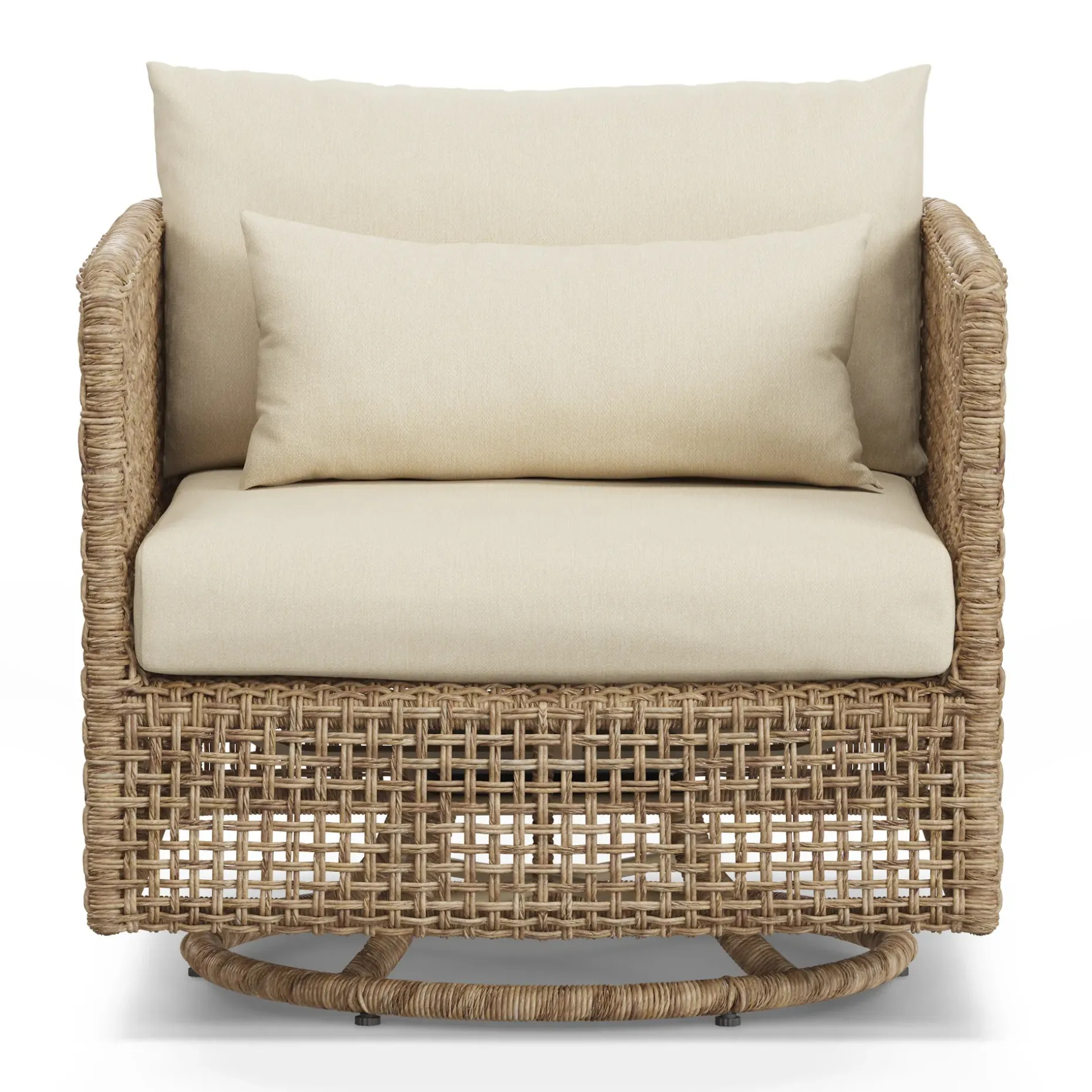Robbi 32.5" Outdoor Swivel Chair - Dravite Ivory