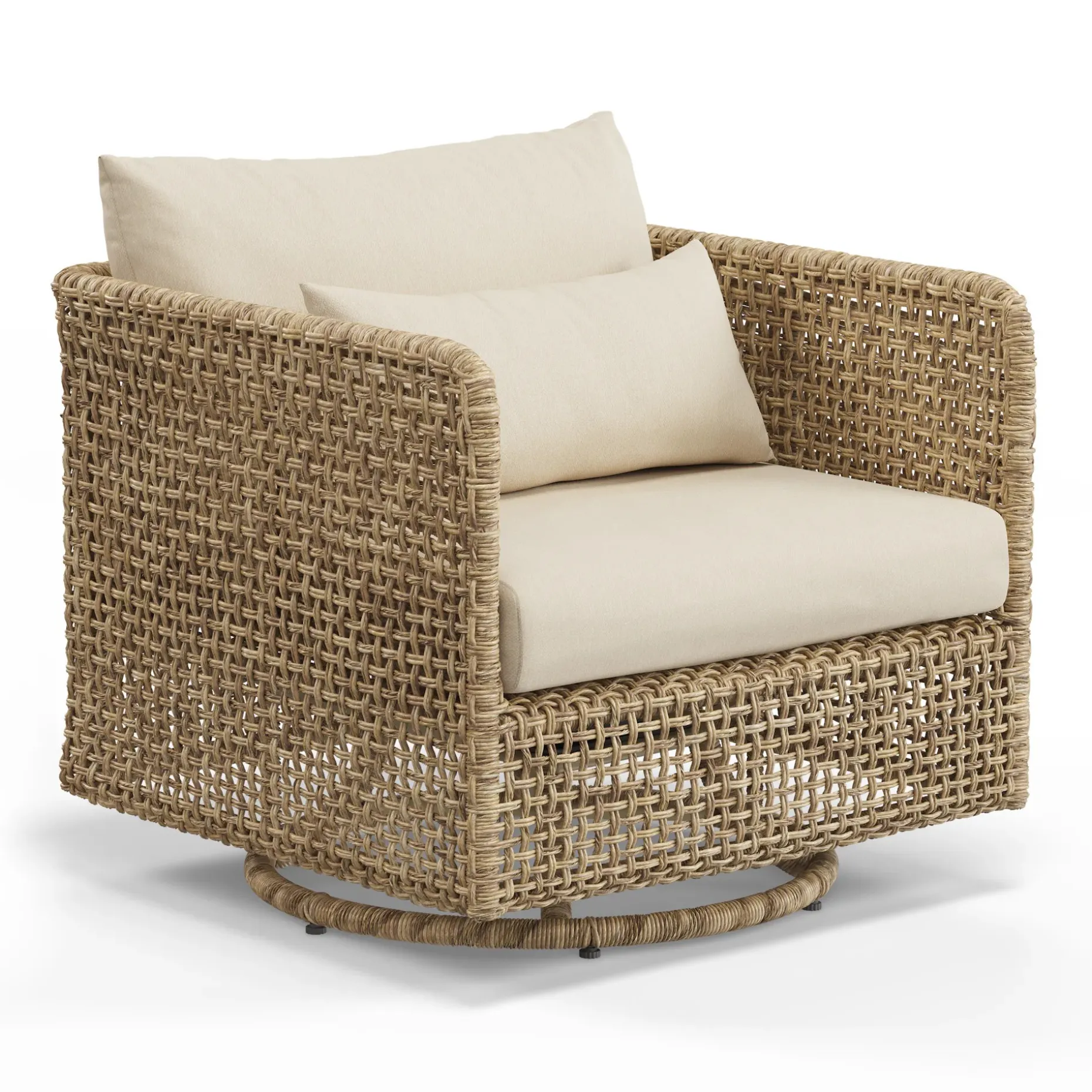 Robbi 32.5" Outdoor Swivel Chair - Dravite Ivory