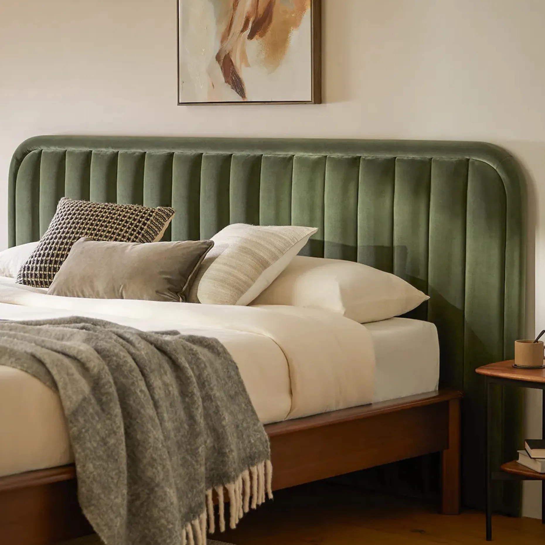 Rolph King Velvet Headboard - Plush Pacific Green