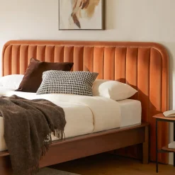 Rolph King Velvet Headboard - Plush Pacific Rust