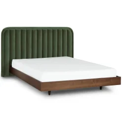 Rolph Queen Velvet Headboard - Plush Pacific Green