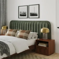 Rolph Queen Velvet Headboard - Plush Pacific Green