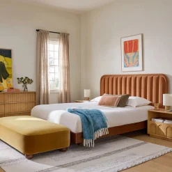Rolph Queen Velvet Headboard - Plush Pacific Rust