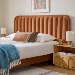 Rolph Queen Velvet Headboard - Plush Pacific Rust