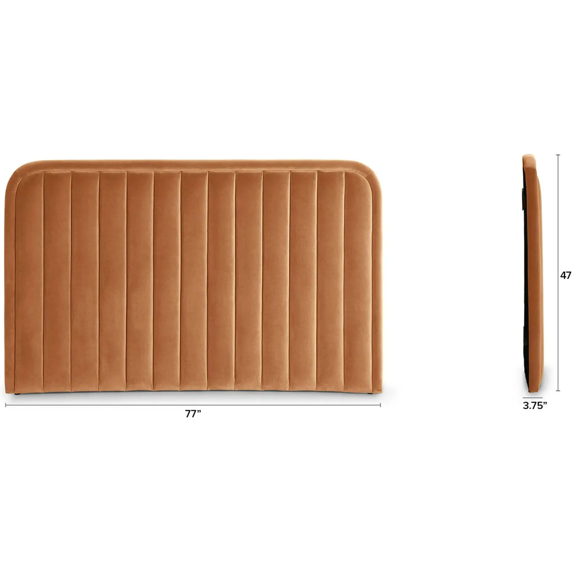 Rolph Queen Velvet Headboard - Plush Pacific Rust