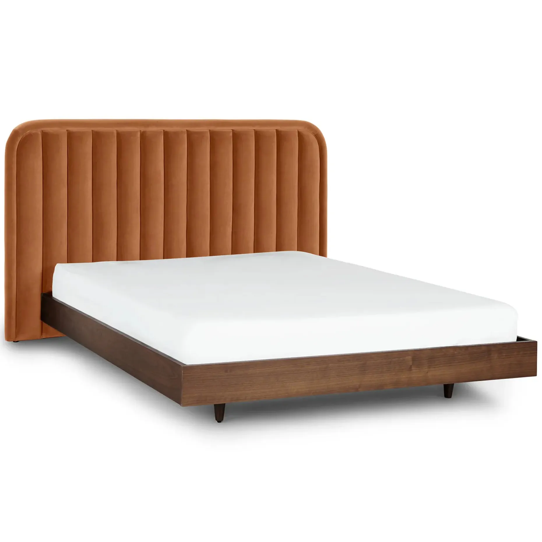 Rolph Queen Velvet Headboard - Plush Pacific Rust