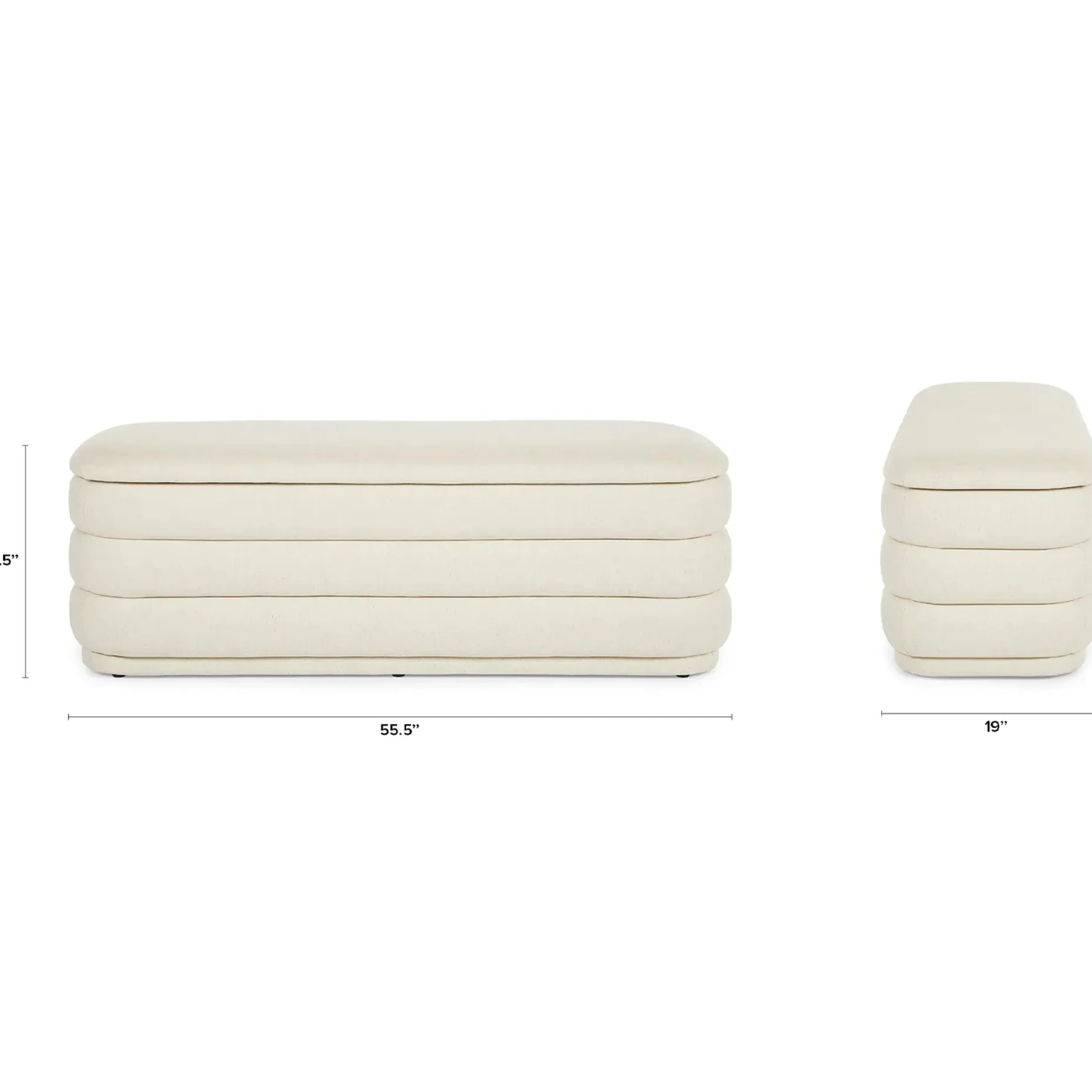 Rolph 55.5" Storage Bench - Sand Ivory