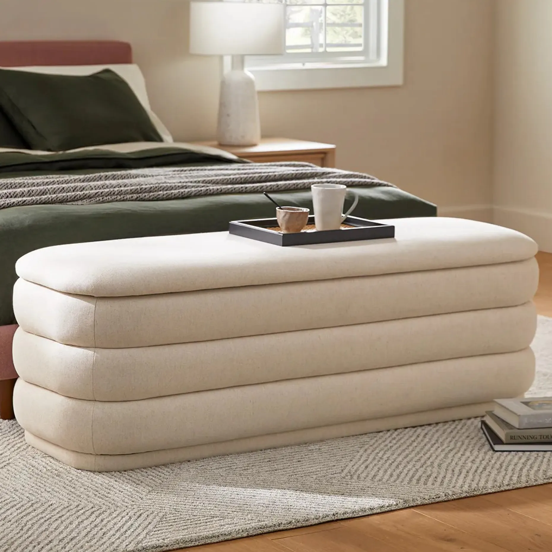 Rolph 55.5" Storage Bench - Sand Ivory