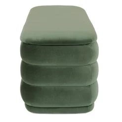 Rolph 55.5" Velvet Storage Bench - Plush Pacific Green