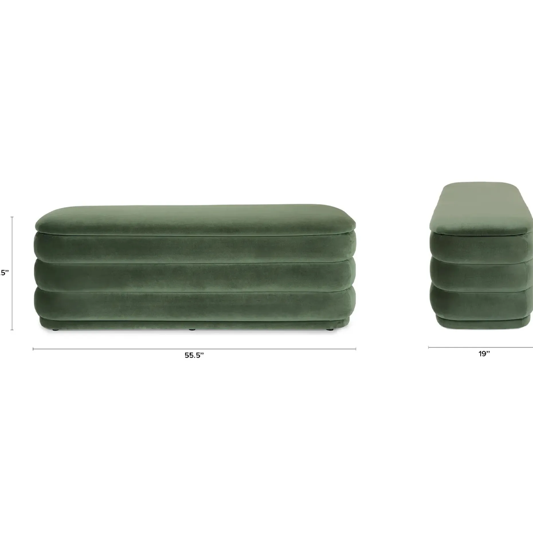 Rolph 55.5" Velvet Storage Bench - Plush Pacific Green