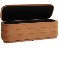 Rolph 55.5" Velvet Storage Bench - Plush Pacific Rust