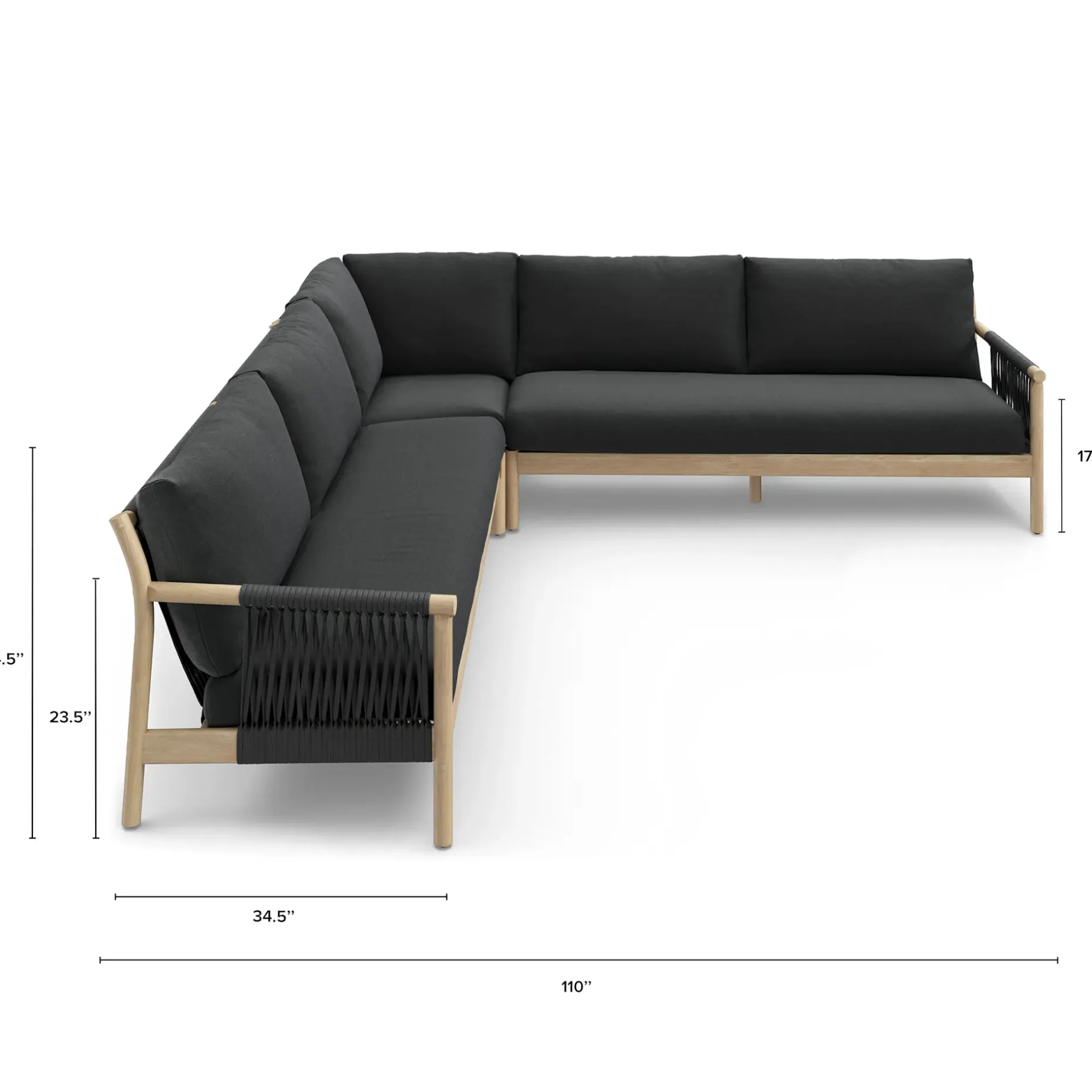 Rosa 110" Outdoor Corner Sectional - Dravite Black