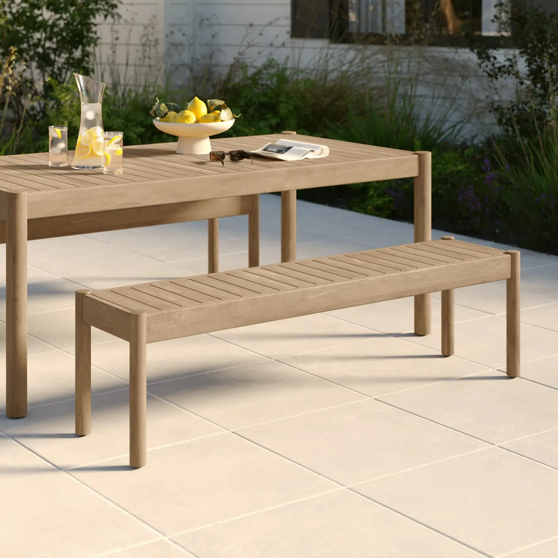 Rosa 75" Outdoor Dining Table - Light Eucalyptus
