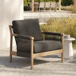 Rosa 34.5" Outdoor Lounge Chair - Dravite Black