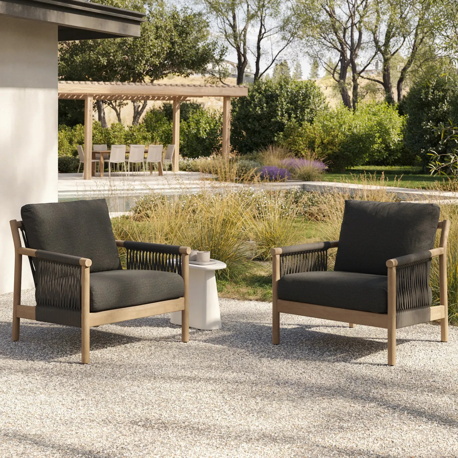 Rosa 34.5" Outdoor Lounge Chair - Dravite Black