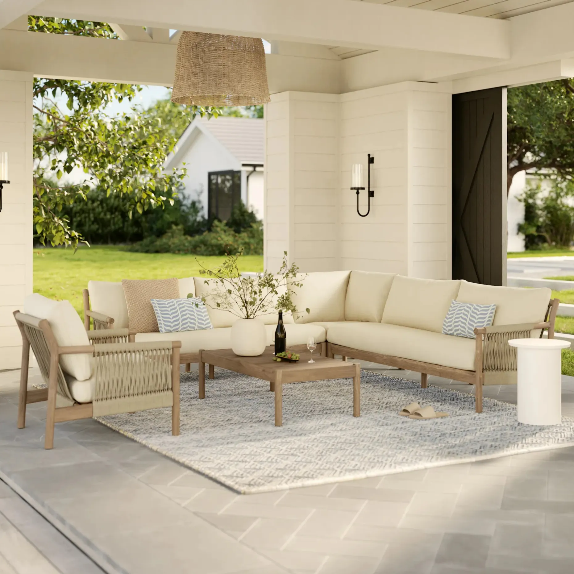 Rosa 34.5" Outdoor Lounge Chair - Dravite Ivory