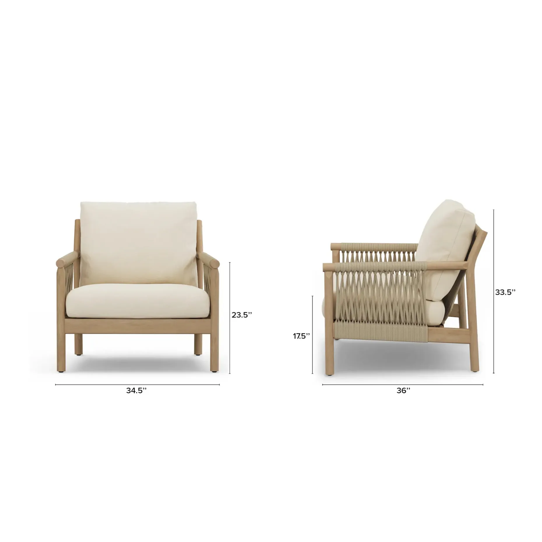 Rosa 34.5" Outdoor Lounge Chair - Dravite Ivory