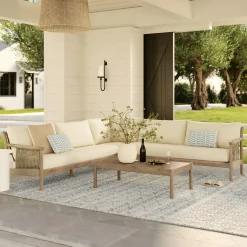 Rosa 110" Outdoor Sectional Set - Dravite Ivory