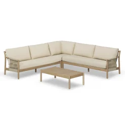 Rosa 110" Outdoor Sectional Set - Dravite Ivory